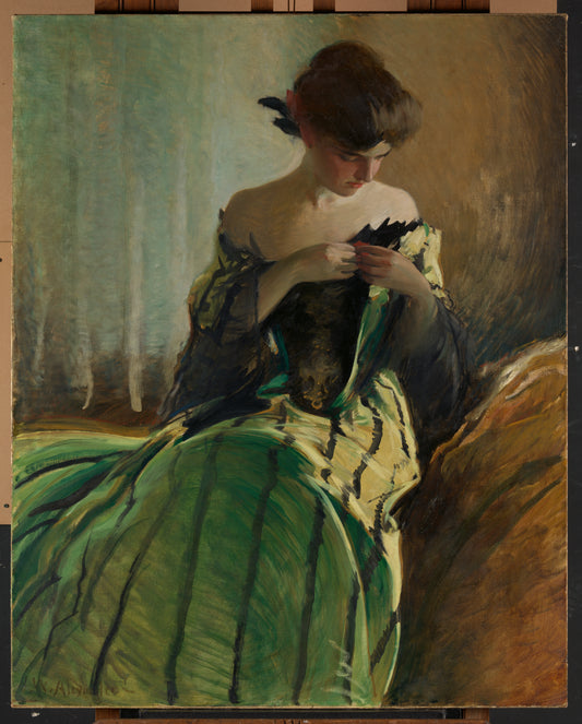 Study in Green and Black – John White Alexander Canvas Print Painting on Canvas Loom of Thirds India's No. 1 Art-led, graphic streetwear brand based in Kolkata by Sidhartha Mohanta & Chirayata Purna Chakrabarty