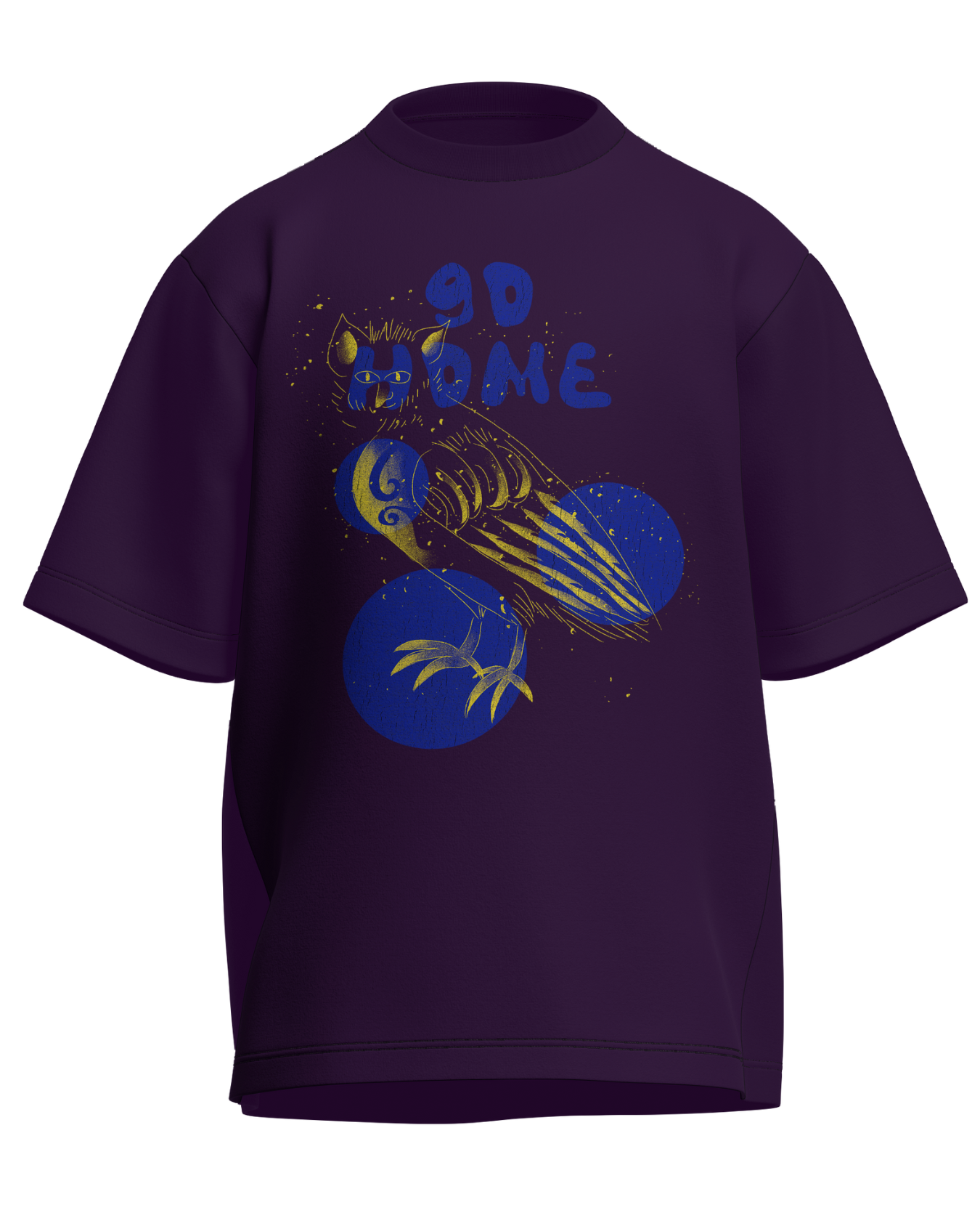 Go Home - Oversized Fit Purple 100% cotton 240GSM standard oversized T-shirt Loom of Thirds India's No. 1 Art-led streetwear brand based in Kolkata by Sidhartha Mohanta & Chirayata Purna Chakrabarty