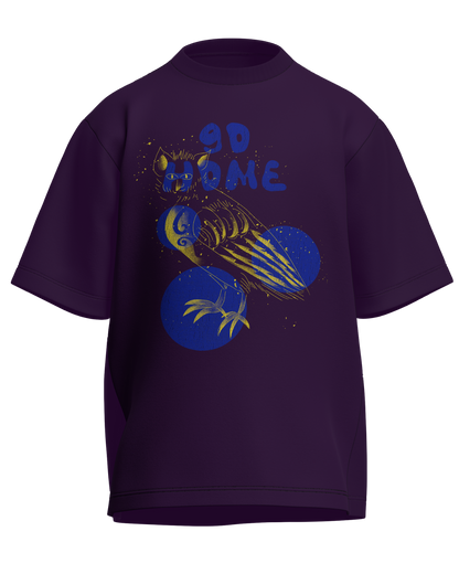 Go Home - Oversized Fit Purple 100% cotton 240GSM standard oversized T-shirt Loom of Thirds India's No. 1 Art-led streetwear brand based in Kolkata by Sidhartha Mohanta & Chirayata Purna Chakrabarty