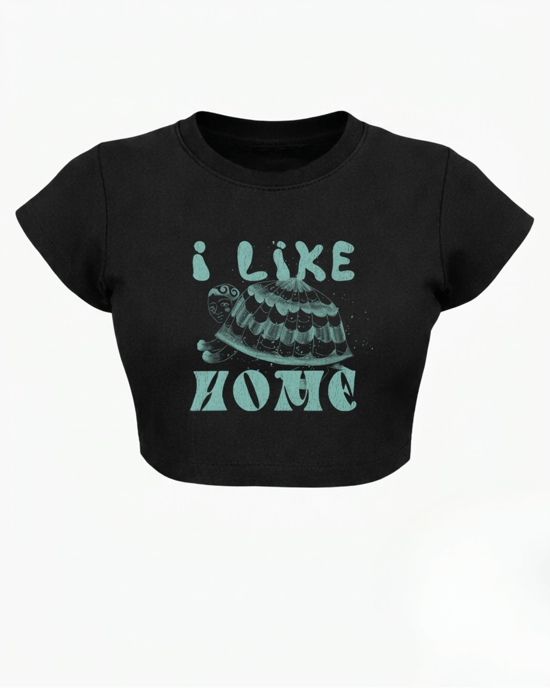 I Like Home – Aesthetic Graphic Baby Tee Black 100% cotton 240GSM baby T-shirt Loom of Thirds India's No. 1 Art-led, graphic streetwear brand based in Kolkata by Sidhartha Mohanta & Chirayata Purna Chakrabarty