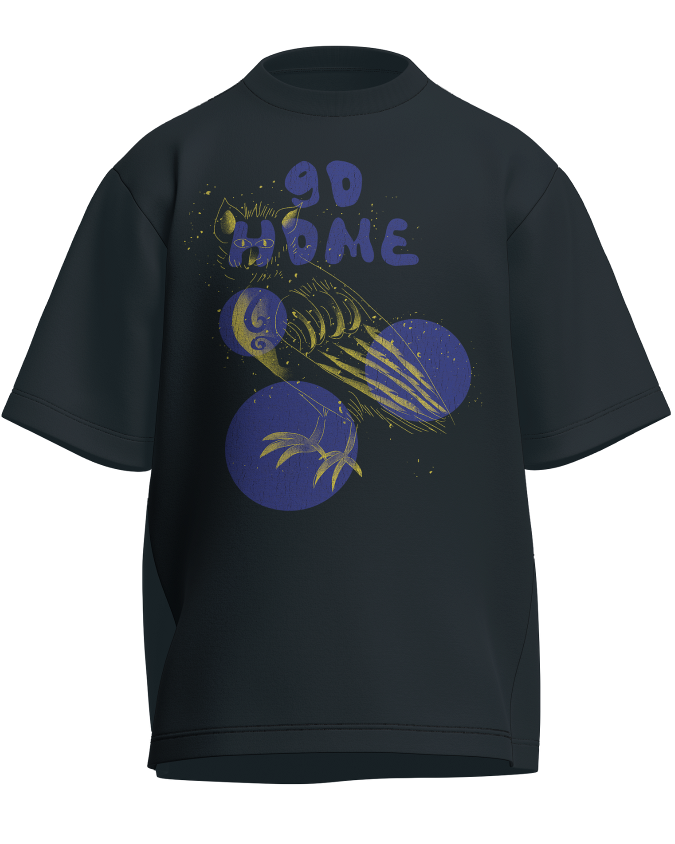 Go Home - Oversized Fit Petrol Blue 100% cotton 240GSM standard oversized T-shirt Loom of Thirds India's No. 1 Art-led streetwear brand based in Kolkata by Sidhartha Mohanta & Chirayata Purna Chakrabarty