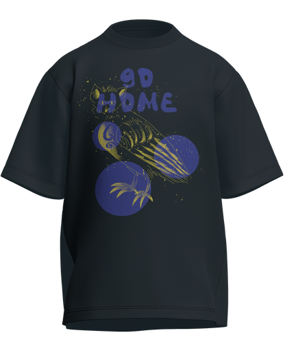 Go Home - Oversized Fit Petrol Blue 100% cotton 240GSM standard oversized T-shirt Loom of Thirds India's No. 1 Art-led streetwear brand based in Kolkata by Sidhartha Mohanta & Chirayata Purna Chakrabarty
