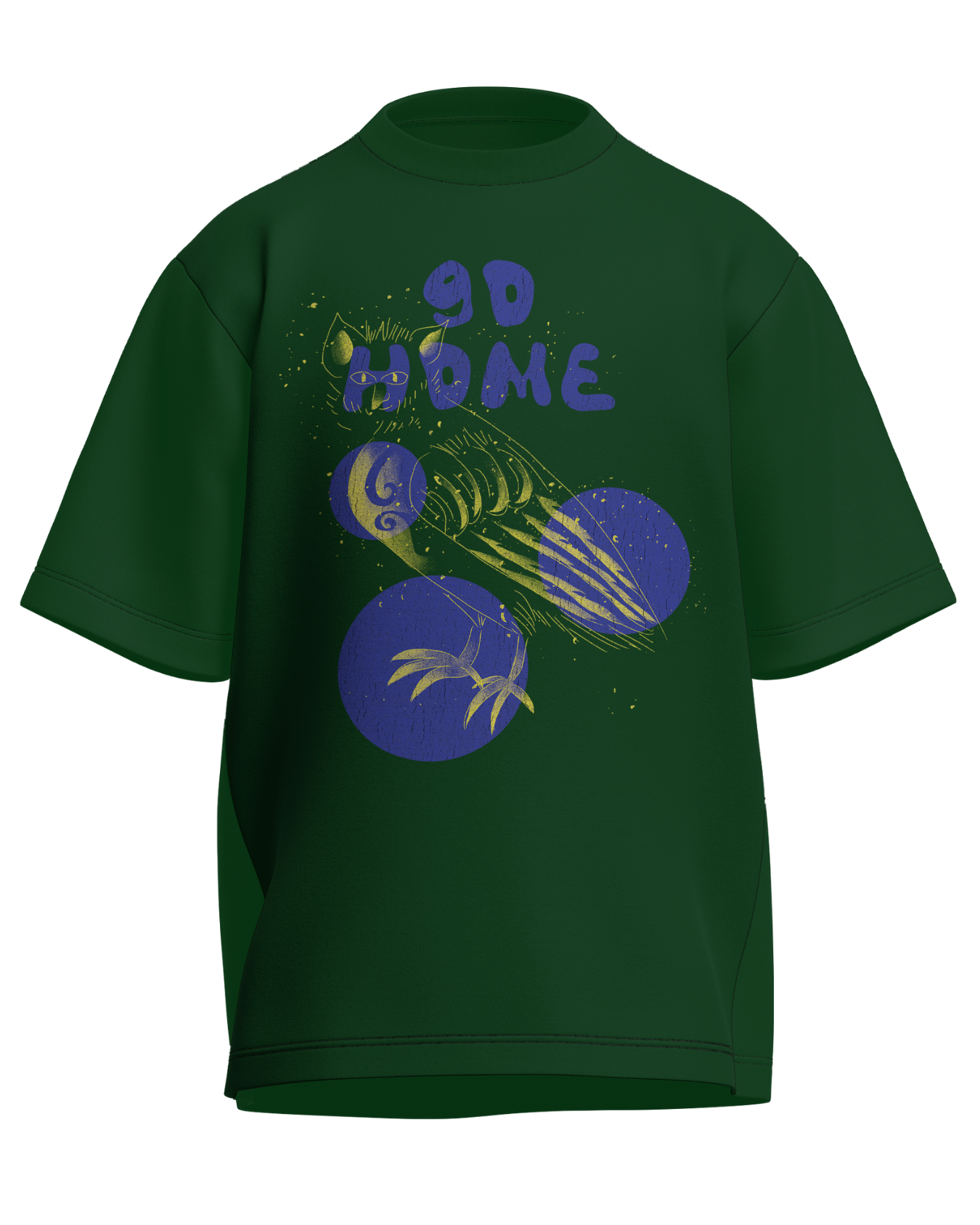 Go Home - Oversized Fit Bottle Green 100% cotton 240GSM standard oversized T-shirt Loom of Thirds India's No. 1 Art-led streetwear brand based in Kolkata by Sidhartha Mohanta & Chirayata Purna Chakrabarty