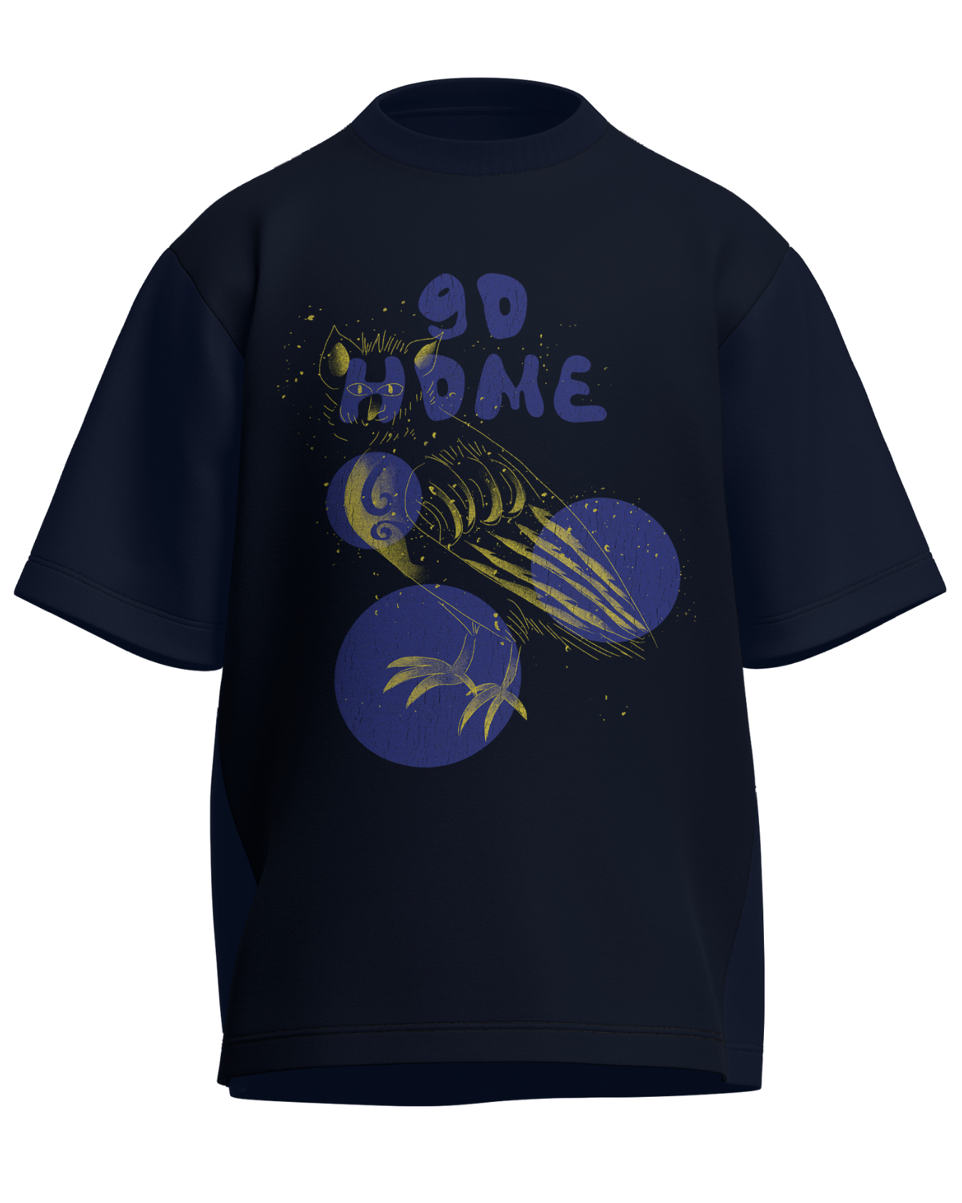 Go Home - Oversized Fit Navy Blue 100% cotton 240GSM standard oversized T-shirt Loom of Thirds India's No. 1 Art-led streetwear brand based in Kolkata by Sidhartha Mohanta & Chirayata Purna Chakrabarty