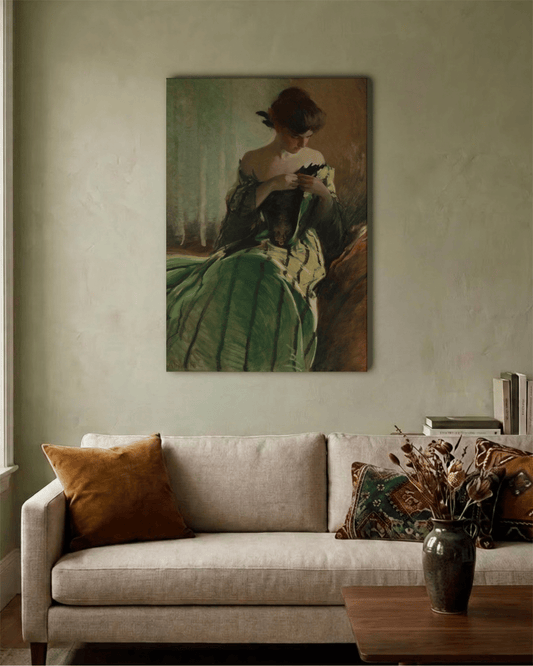 Study in Green and Black – John White Alexander Canvas Print Painting on Canvas Loom of Thirds India's No. 1 Art-led, graphic streetwear brand based in Kolkata by Sidhartha Mohanta & Chirayata Purna Chakrabarty