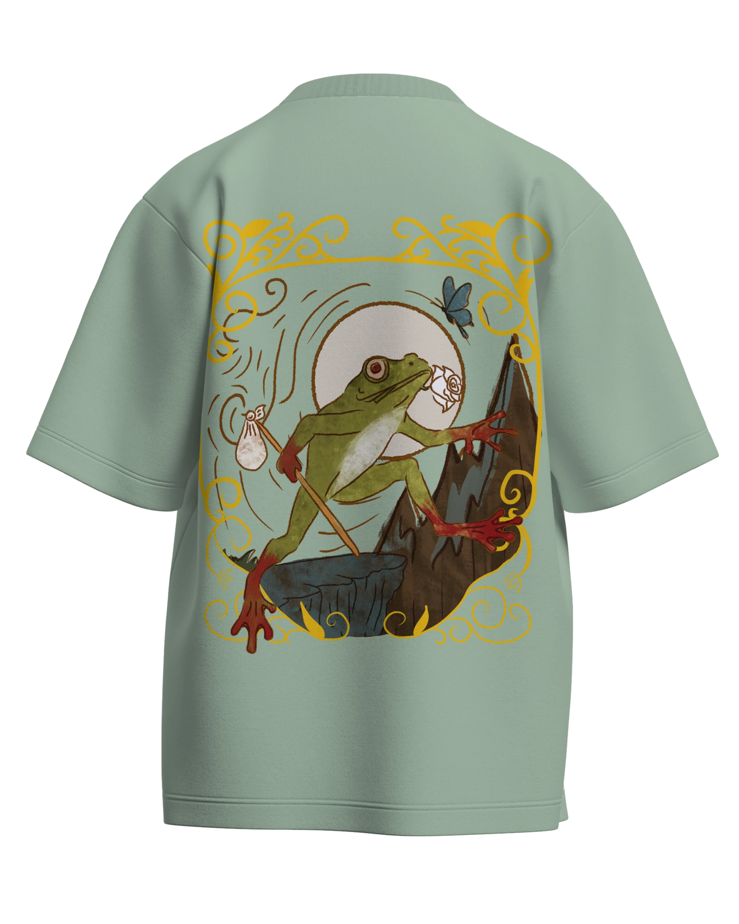 The Fool of Frogs Jade Oversized French Terry Cotton Premium Streetwear T-shirt Loom of Thirds India's No. 1 Art-led streetwear brand based in Kolkata by Sidhartha Mohanta & Chirayata Purna Chakrabarty