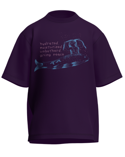Hydrated, Moisturized & Unbothered - Oversized Fit Purple 100% cotton 240GSM standard oversized T-shirt Loom of Thirds India's No. 1 Art-led streetwear brand based in Kolkata by Sidhartha Mohanta & Chirayata Purna Chakrabarty