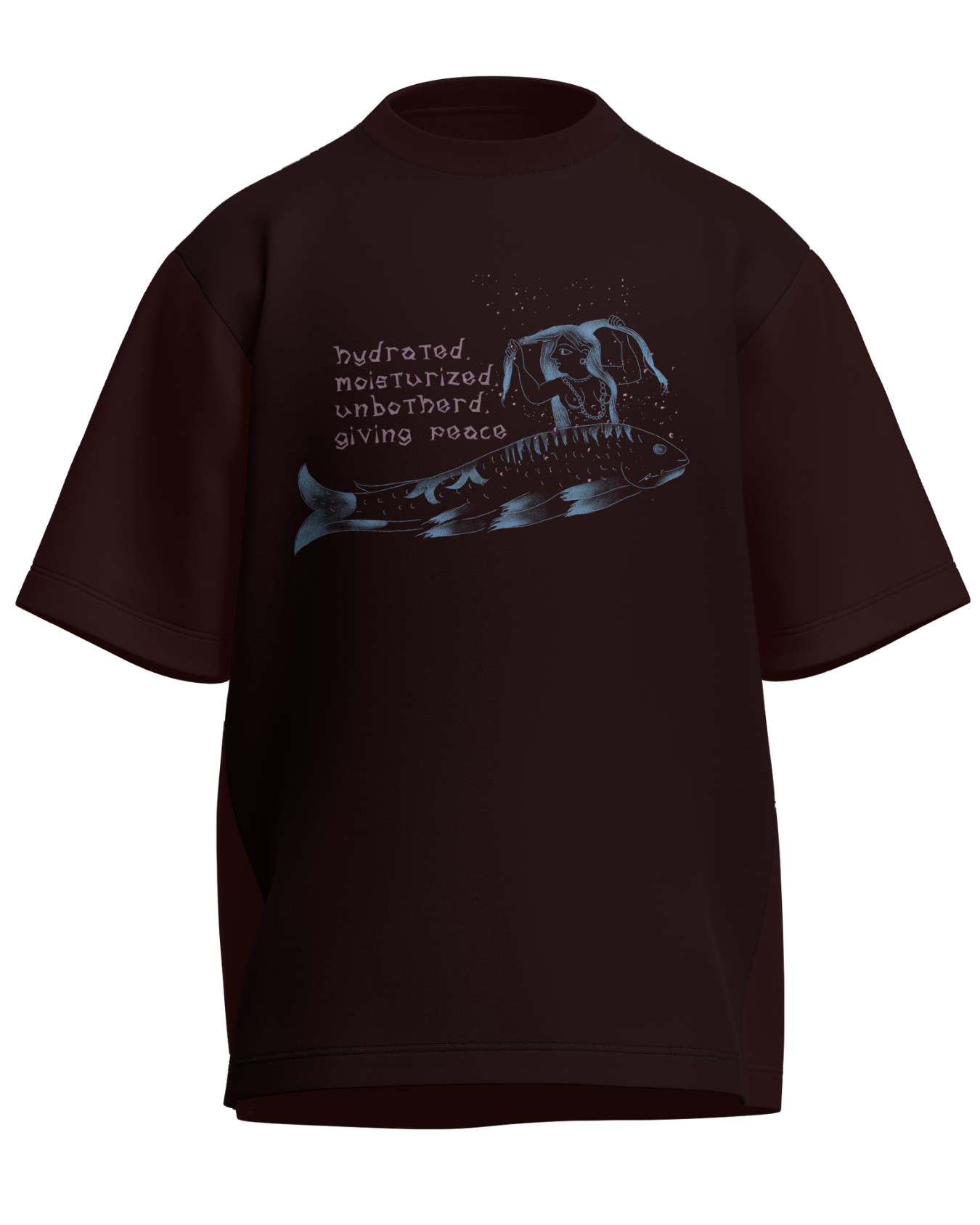 Hydrated, Moisturized & Unbothered - Oversized Fit Maroon 100% cotton 240GSM standard oversized T-shirt Loom of Thirds India's No. 1 Art-led streetwear brand based in Kolkata by Sidhartha Mohanta & Chirayata Purna Chakrabarty