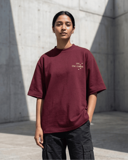 The Tower of Dogs – Tarot Oversized T-Shirt Oversized French Terry Cotton Premium Streetwear T-shirt Loom of Thirds India's No. 1 Art-led, graphic streetwear brand based in Kolkata by Sidhartha Mohanta & Chirayata Purna Chakrabarty