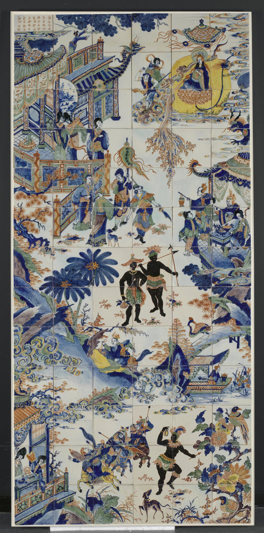 Tile Panel with a Chinese Landscape – Framed Poster Framed Posters Loom of Thirds India's No. 1 Art-led, graphic streetwear brand based in Kolkata by Sidhartha Mohanta & Chirayata Purna Chakrabarty