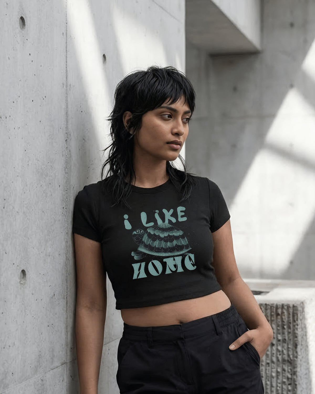 I Like Home – Aesthetic Graphic Baby Tee 100% cotton 240GSM baby T-shirt Loom of Thirds India's No. 1 Art-led, graphic streetwear brand based in Kolkata by Sidhartha Mohanta & Chirayata Purna Chakrabarty