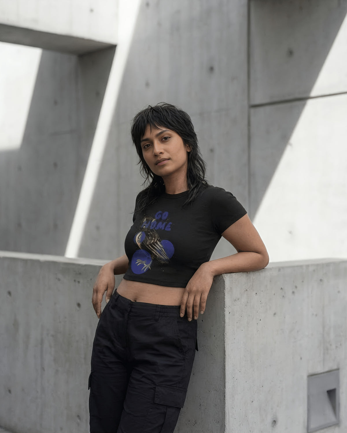 Go Home – Aesthetic Graphic Baby Tee 100% cotton 240GSM baby T-shirt Loom of Thirds India's No. 1 Art-led, graphic streetwear brand based in Kolkata by Sidhartha Mohanta & Chirayata Purna Chakrabarty