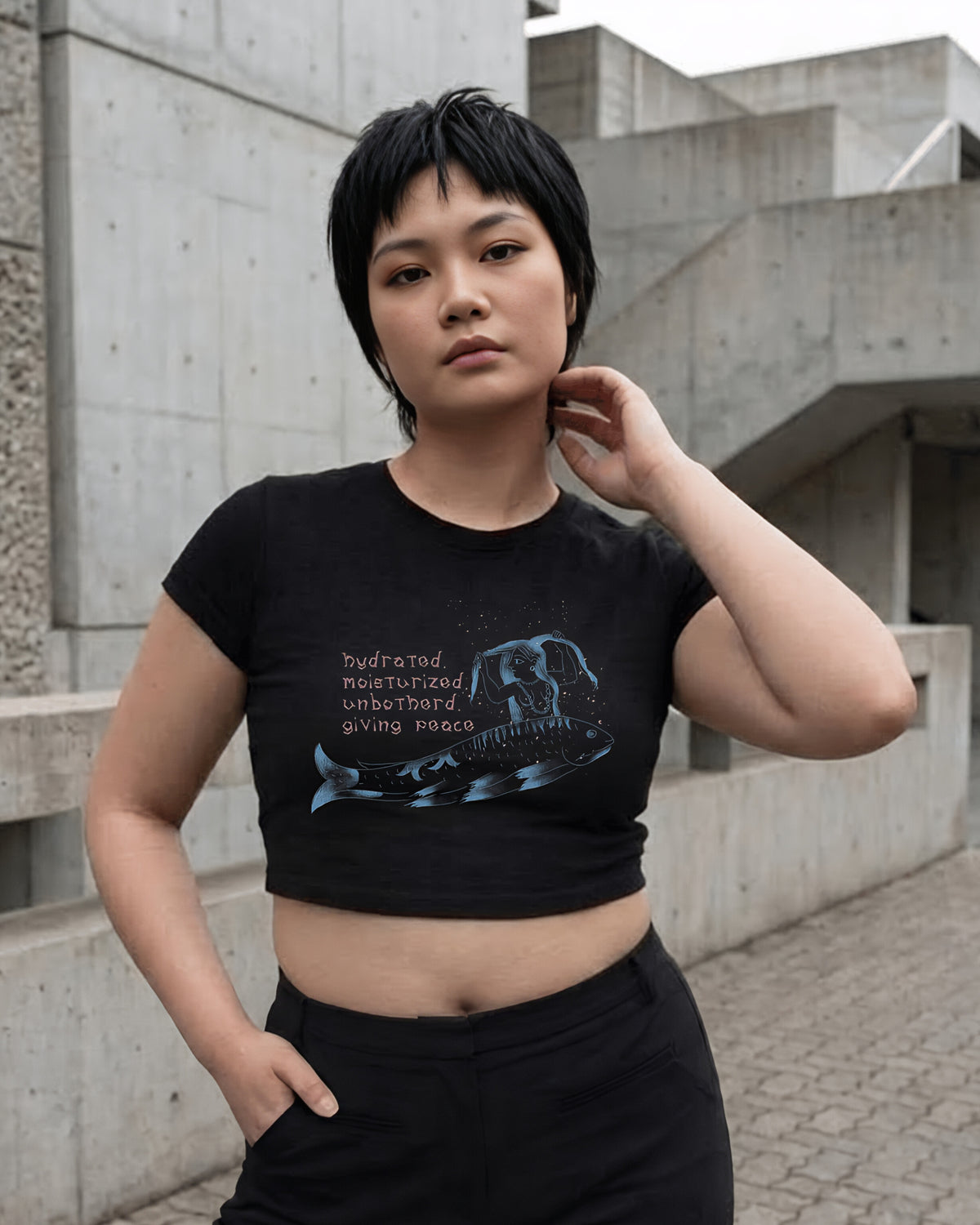 Hydrated, Moisturized & Unbothered – Graphic Baby Tee 100% cotton 240GSM baby T-shirt Loom of Thirds India's No. 1 Art-led, graphic streetwear brand based in Kolkata by Sidhartha Mohanta & Chirayata Purna Chakrabarty