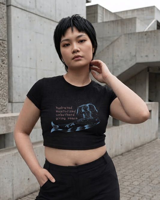 Hydrated, Moisturized & Unbothered – Graphic Baby Tee 100% cotton 240GSM baby T-shirt Loom of Thirds India's No. 1 Art-led, graphic streetwear brand based in Kolkata by Sidhartha Mohanta & Chirayata Purna Chakrabarty