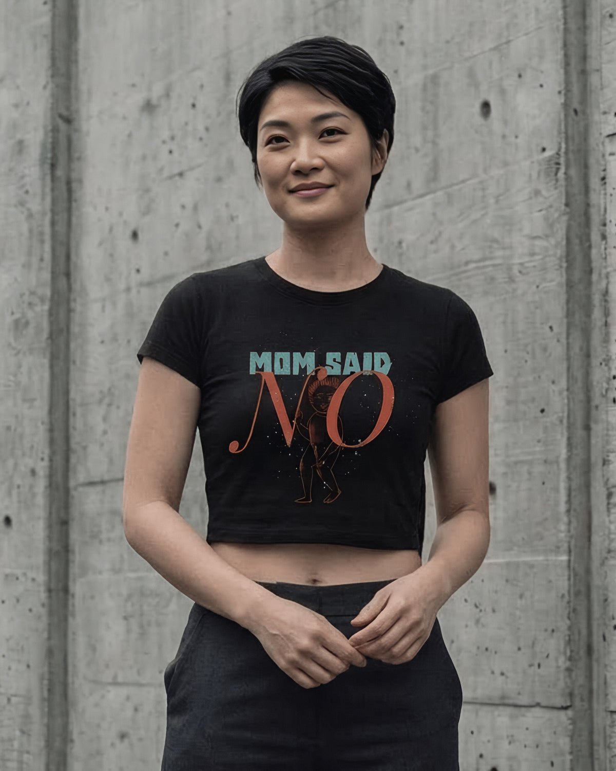 Mom Said No – Aesthetic Graphic Baby Tee 100% cotton 240GSM baby T-shirt Loom of Thirds India's No. 1 Art-led, graphic streetwear brand based in Kolkata by Sidhartha Mohanta & Chirayata Purna Chakrabarty