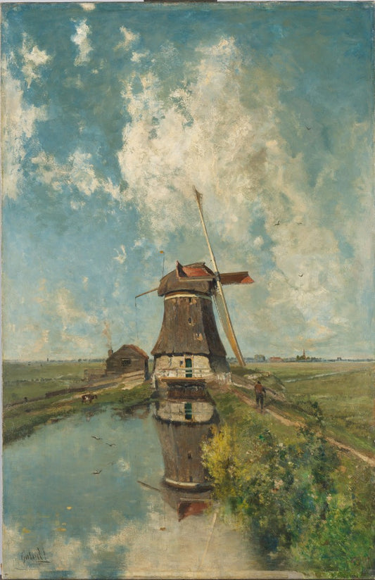 A Windmill on a Polder Waterway – Constant Gabriël Framed Poster Framed Posters Loom of Thirds India's No. 1 Art-led, graphic streetwear brand based in Kolkata by Sidhartha Mohanta & Chirayata Purna Chakrabarty