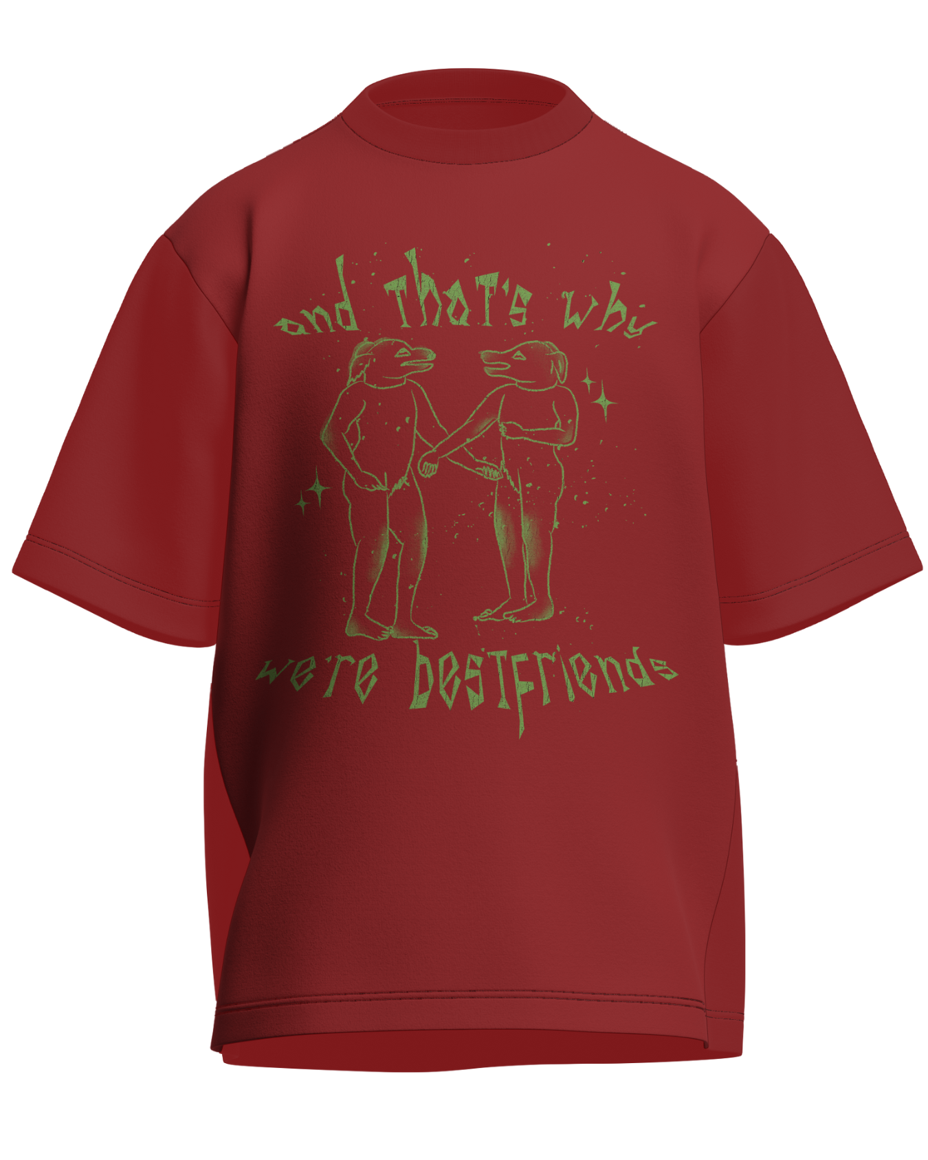 And That’s Why We’re Bestfriends - Oversized Fit Coral 100% cotton 240GSM standard oversized T-shirt Loom of Thirds India's No. 1 Art-led streetwear brand based in Kolkata by Sidhartha Mohanta & Chirayata Purna Chakrabarty