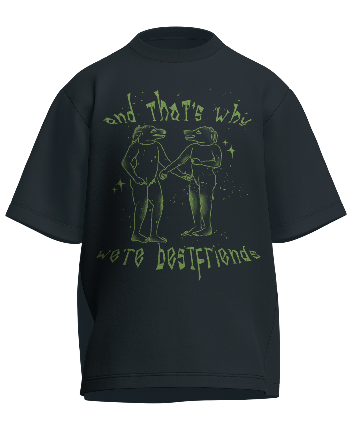 And That’s Why We’re Bestfriends - Oversized Fit Petrol Blue 100% cotton 240GSM standard oversized T-shirt Loom of Thirds India's No. 1 Art-led streetwear brand based in Kolkata by Sidhartha Mohanta & Chirayata Purna Chakrabarty