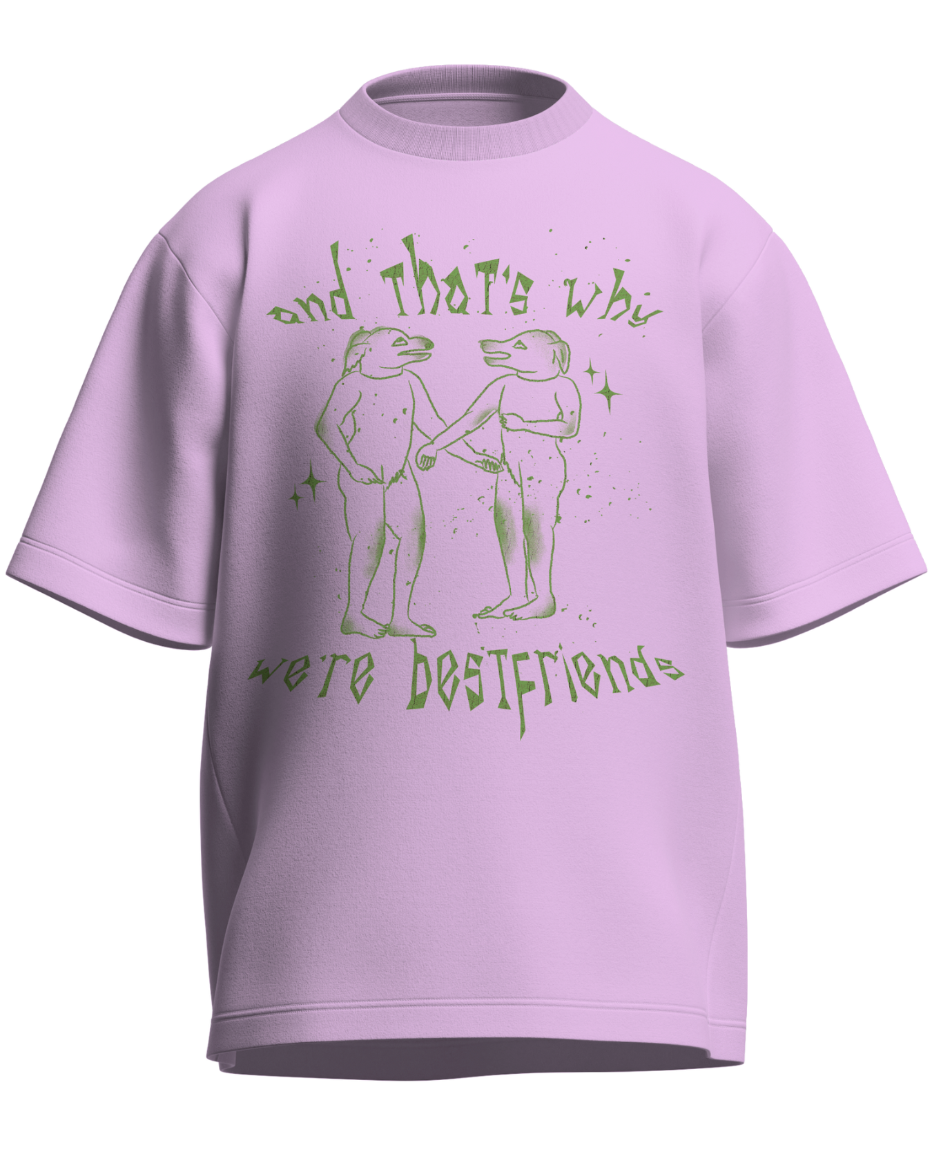 And That’s Why We’re Bestfriends - Oversized Fit Light Baby Pink 100% cotton 240GSM standard oversized T-shirt Loom of Thirds India's No. 1 Art-led streetwear brand based in Kolkata by Sidhartha Mohanta & Chirayata Purna Chakrabarty