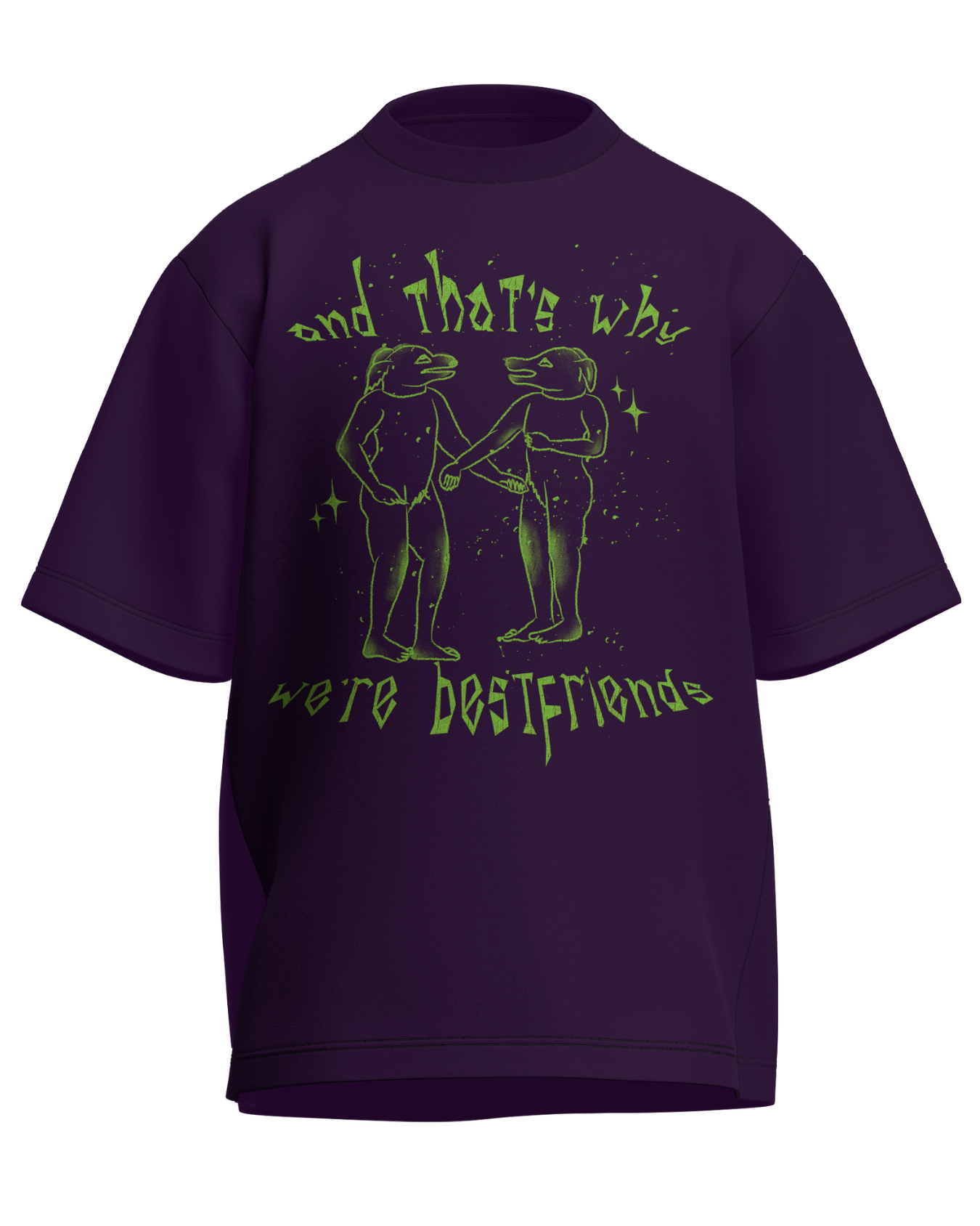 And That’s Why We’re Bestfriends - Oversized Fit Purple 100% cotton 240GSM standard oversized T-shirt Loom of Thirds India's No. 1 Art-led streetwear brand based in Kolkata by Sidhartha Mohanta & Chirayata Purna Chakrabarty