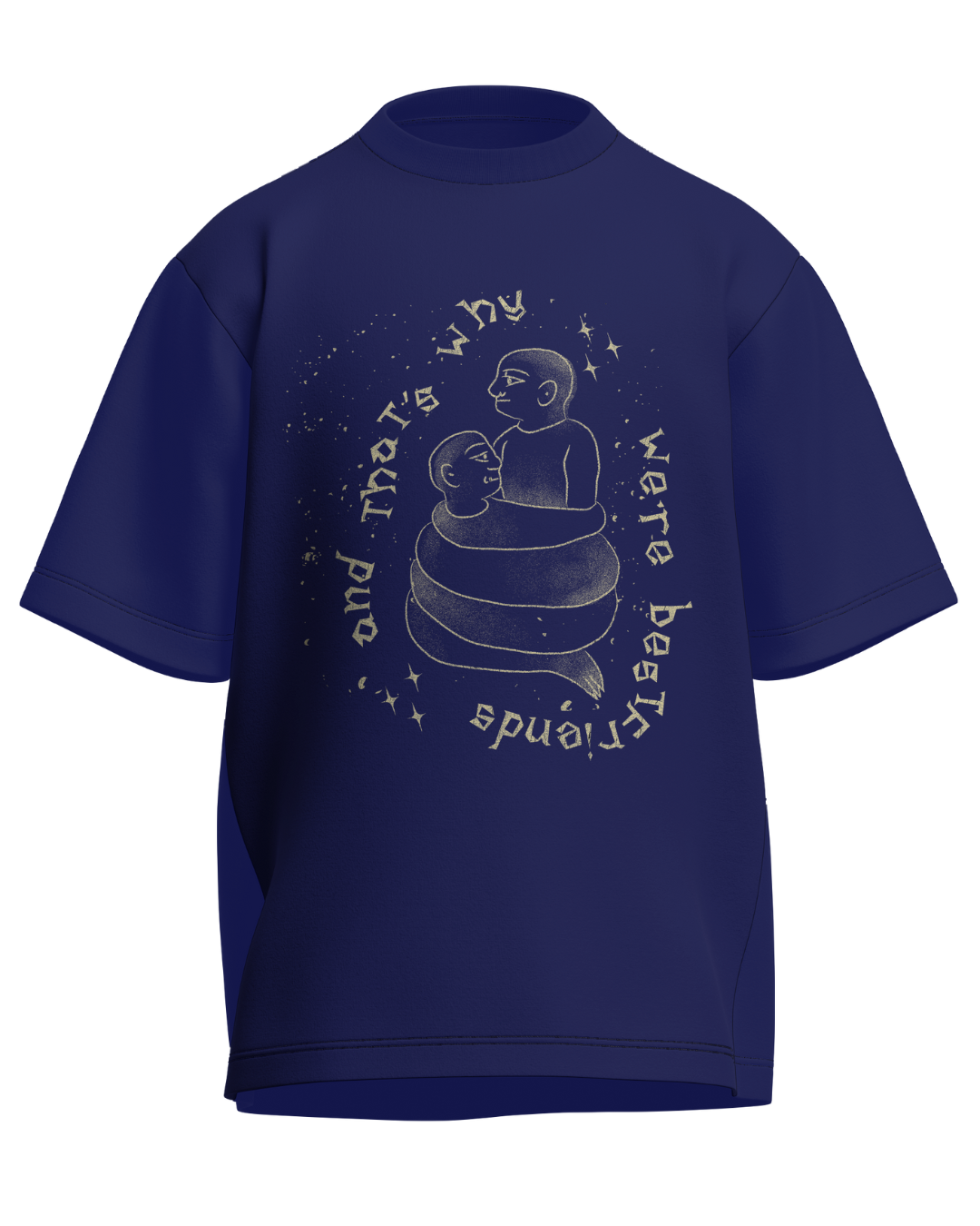 Cause We’re Bestfriends - Oversized Fit Royal Blue 100% cotton 240GSM standard oversized T-shirt Loom of Thirds India's No. 1 Art-led streetwear brand based in Kolkata by Sidhartha Mohanta & Chirayata Purna Chakrabarty