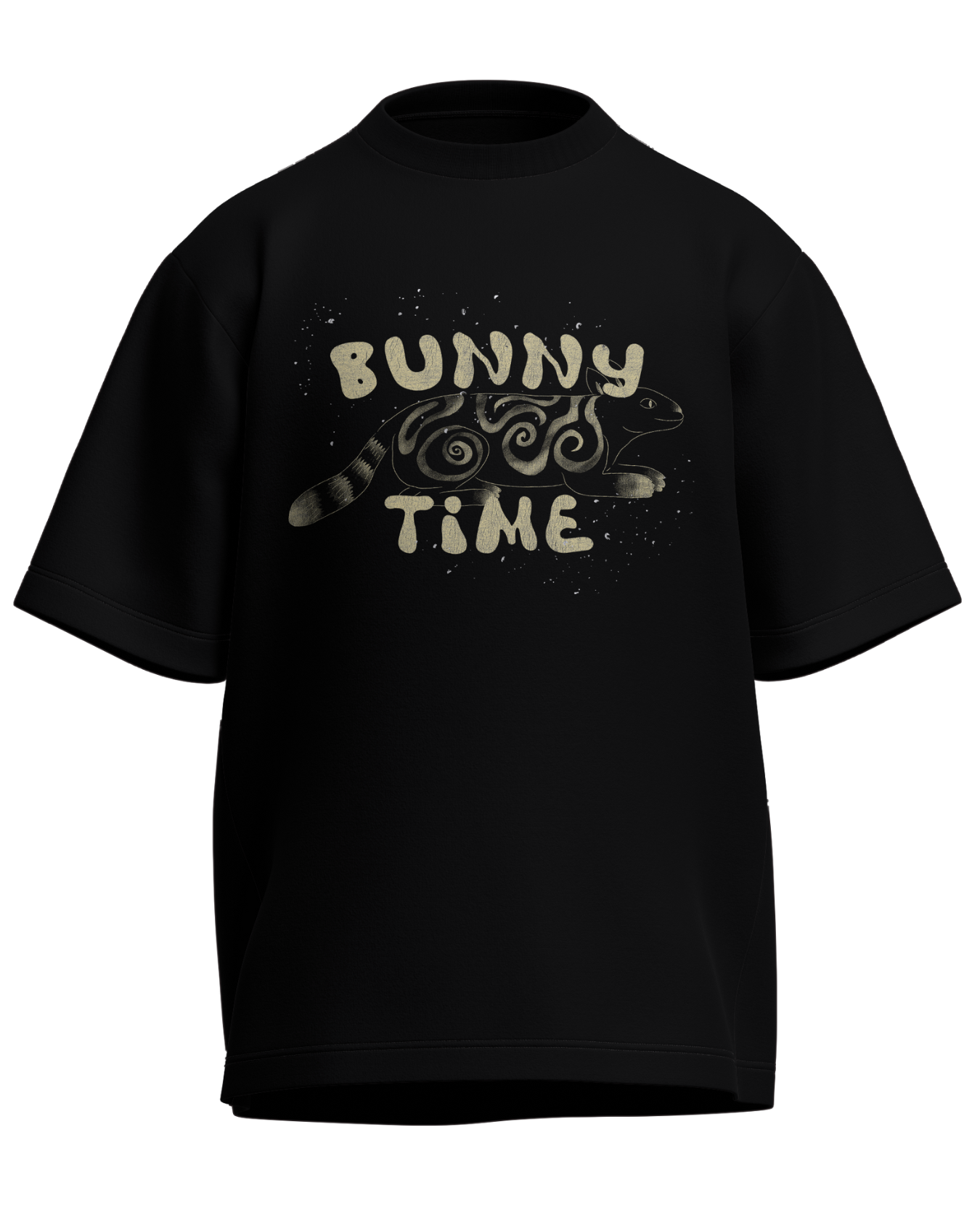 Bunny Time - Oversized Fit Black 100% cotton 240GSM standard oversized T-shirt Loom of Thirds India's No. 1 Art-led streetwear brand based in Kolkata by Sidhartha Mohanta & Chirayata Purna Chakrabarty