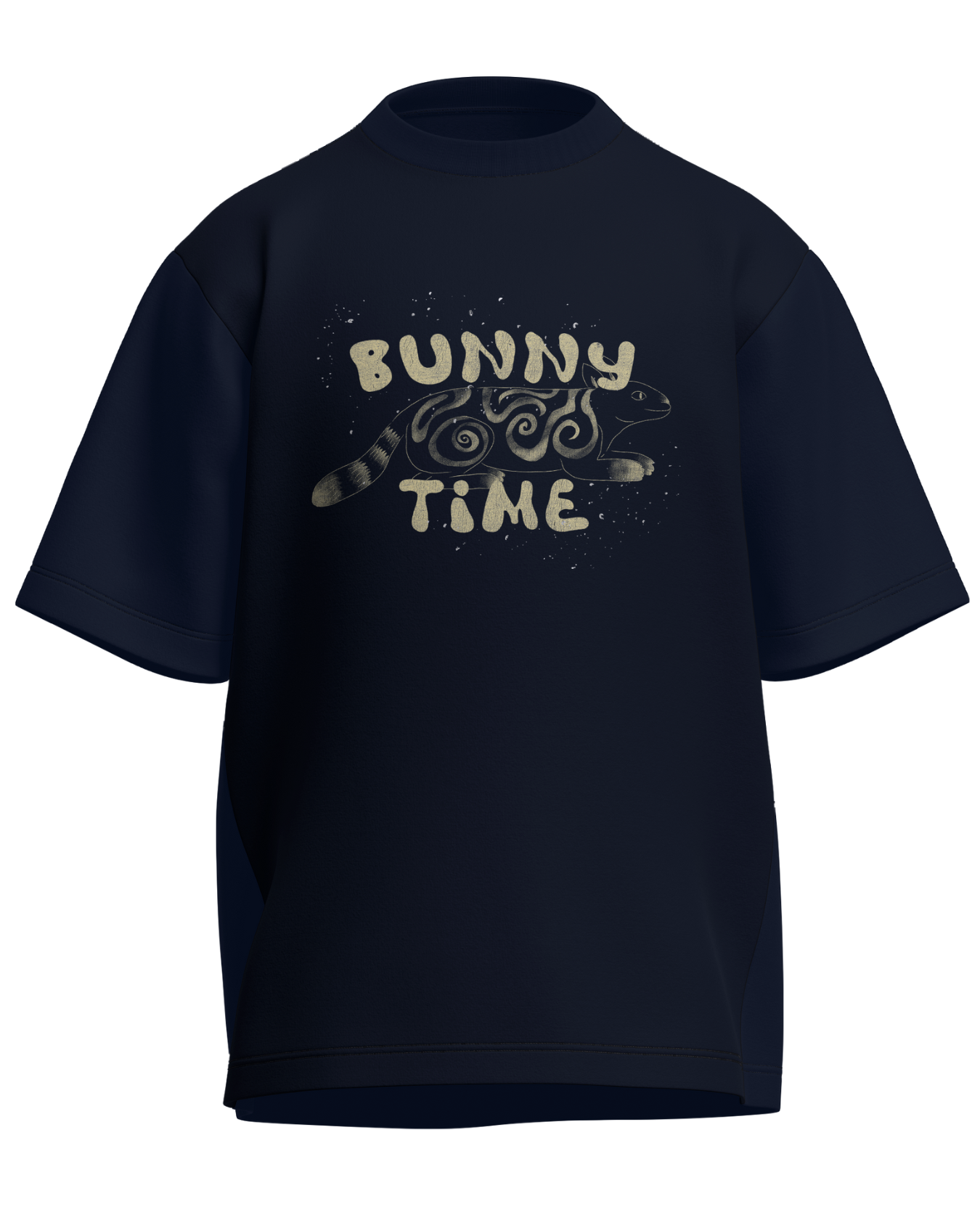 Bunny Time - Oversized Fit Navy Blue 100% cotton 240GSM standard oversized T-shirt Loom of Thirds India's No. 1 Art-led streetwear brand based in Kolkata by Sidhartha Mohanta & Chirayata Purna Chakrabarty