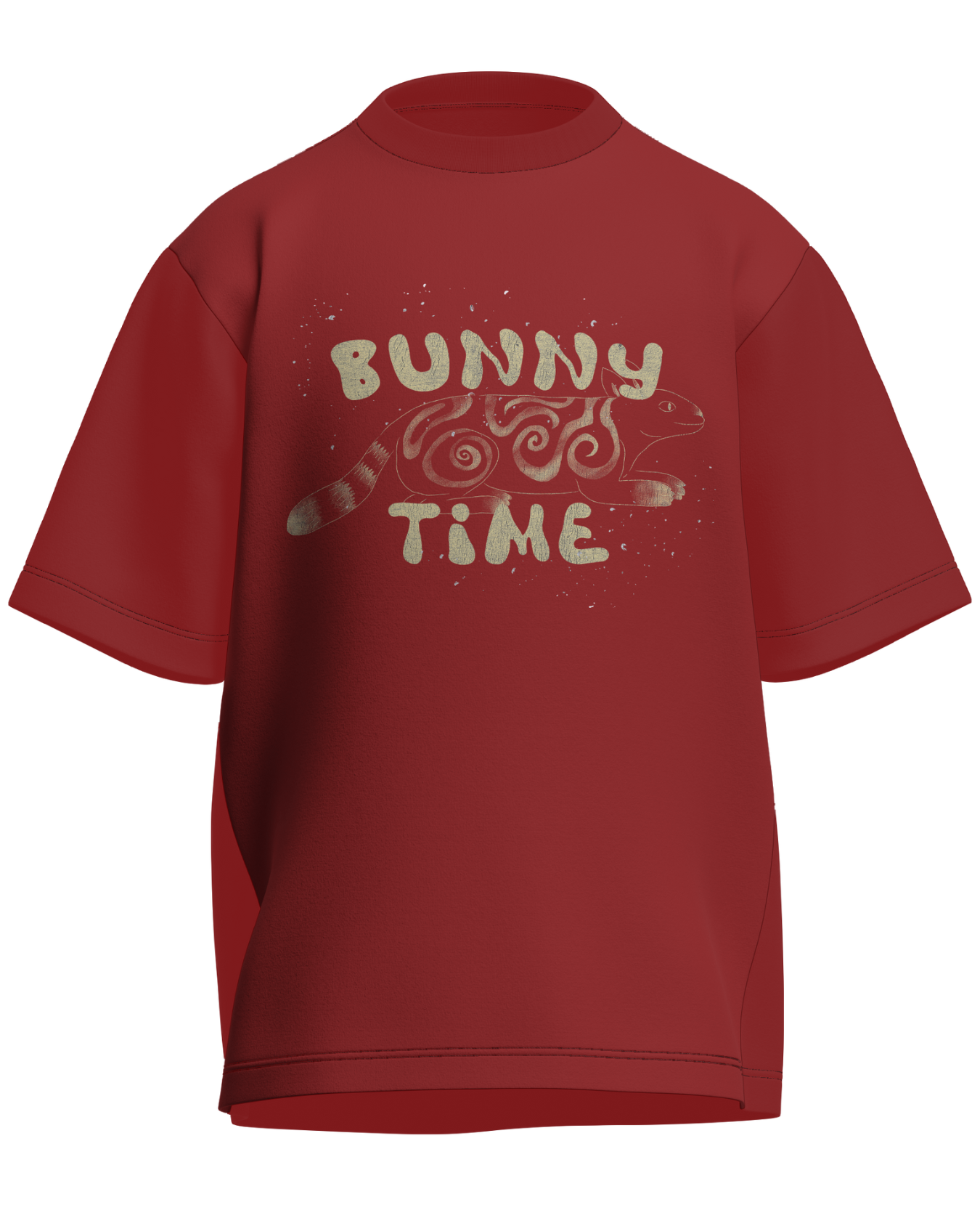 Bunny Time - Oversized Fit Coral 100% cotton 240GSM standard oversized T-shirt Loom of Thirds India's No. 1 Art-led streetwear brand based in Kolkata by Sidhartha Mohanta & Chirayata Purna Chakrabarty