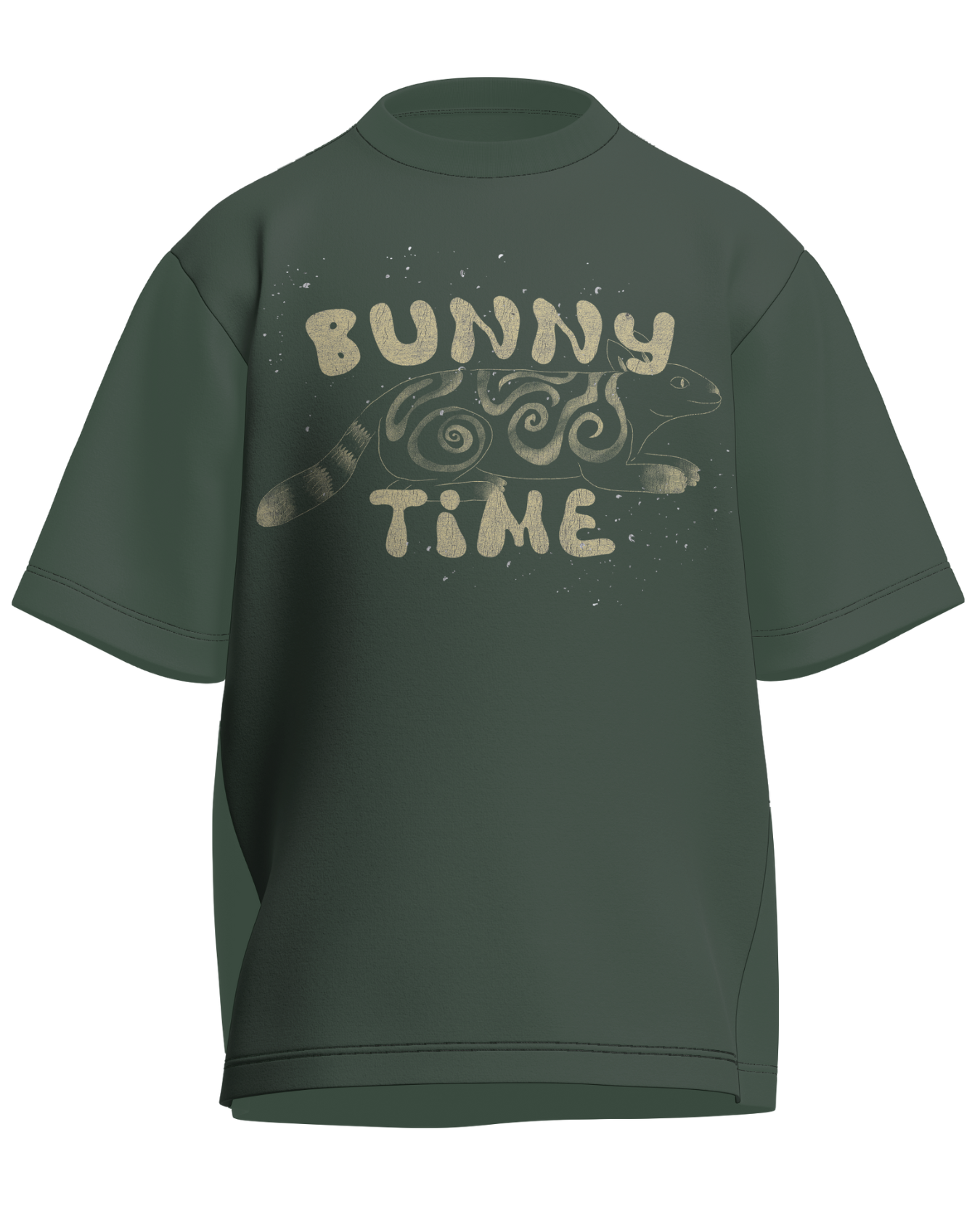 Bunny Time - Oversized Fit Olive Green 100% cotton 240GSM standard oversized T-shirt Loom of Thirds India's No. 1 Art-led streetwear brand based in Kolkata by Sidhartha Mohanta & Chirayata Purna Chakrabarty