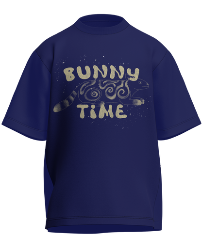 Bunny Time - Oversized Fit Royal Blue 100% cotton 240GSM standard oversized T-shirt Loom of Thirds India's No. 1 Art-led streetwear brand based in Kolkata by Sidhartha Mohanta & Chirayata Purna Chakrabarty