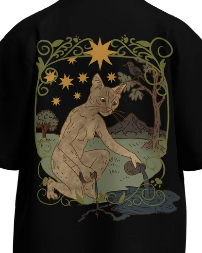 The Star of Cats Oversized French Terry Cotton Premium Streetwear T-shirt Loom of Thirds India's No. 1 Art-led streetwear brand based in Kolkata by Sidhartha Mohanta & Chirayata Purna Chakrabarty