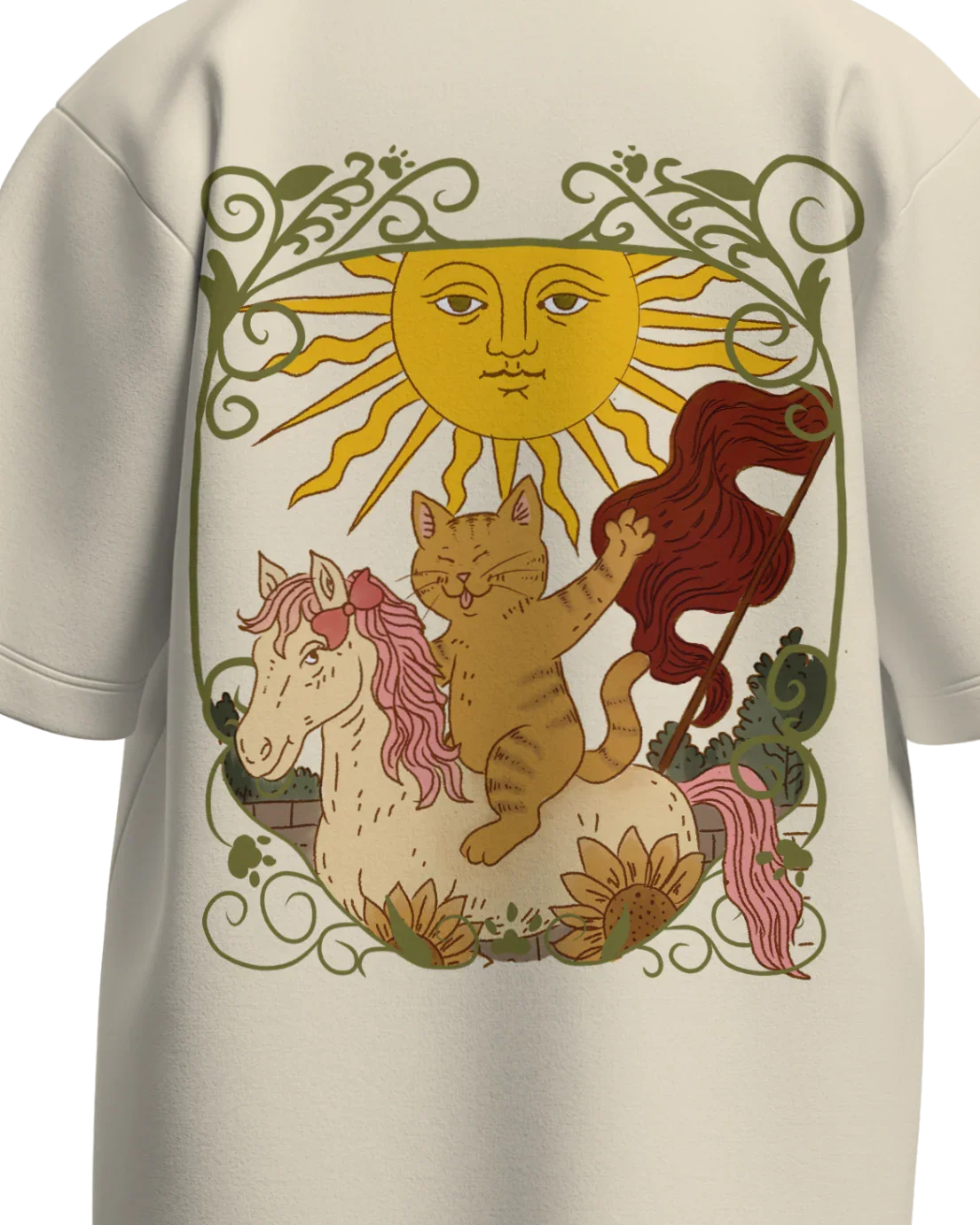 The Sun of Cats Oversized French Terry Cotton Premium Streetwear T-shirt Loom of Thirds India's No. 1 Art-led streetwear brand based in Kolkata by Sidhartha Mohanta & Chirayata Purna Chakrabarty