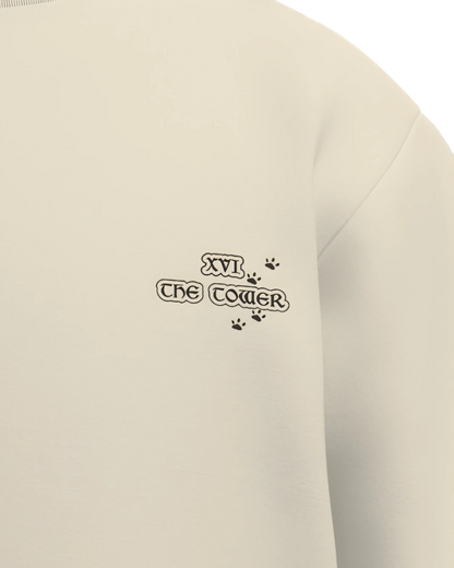 The Tower of Cats Oversized French Terry Cotton Premium Streetwear T-shirt Loom of Thirds India's No. 1 Art-led streetwear brand based in Kolkata by Sidhartha Mohanta & Chirayata Purna Chakrabarty