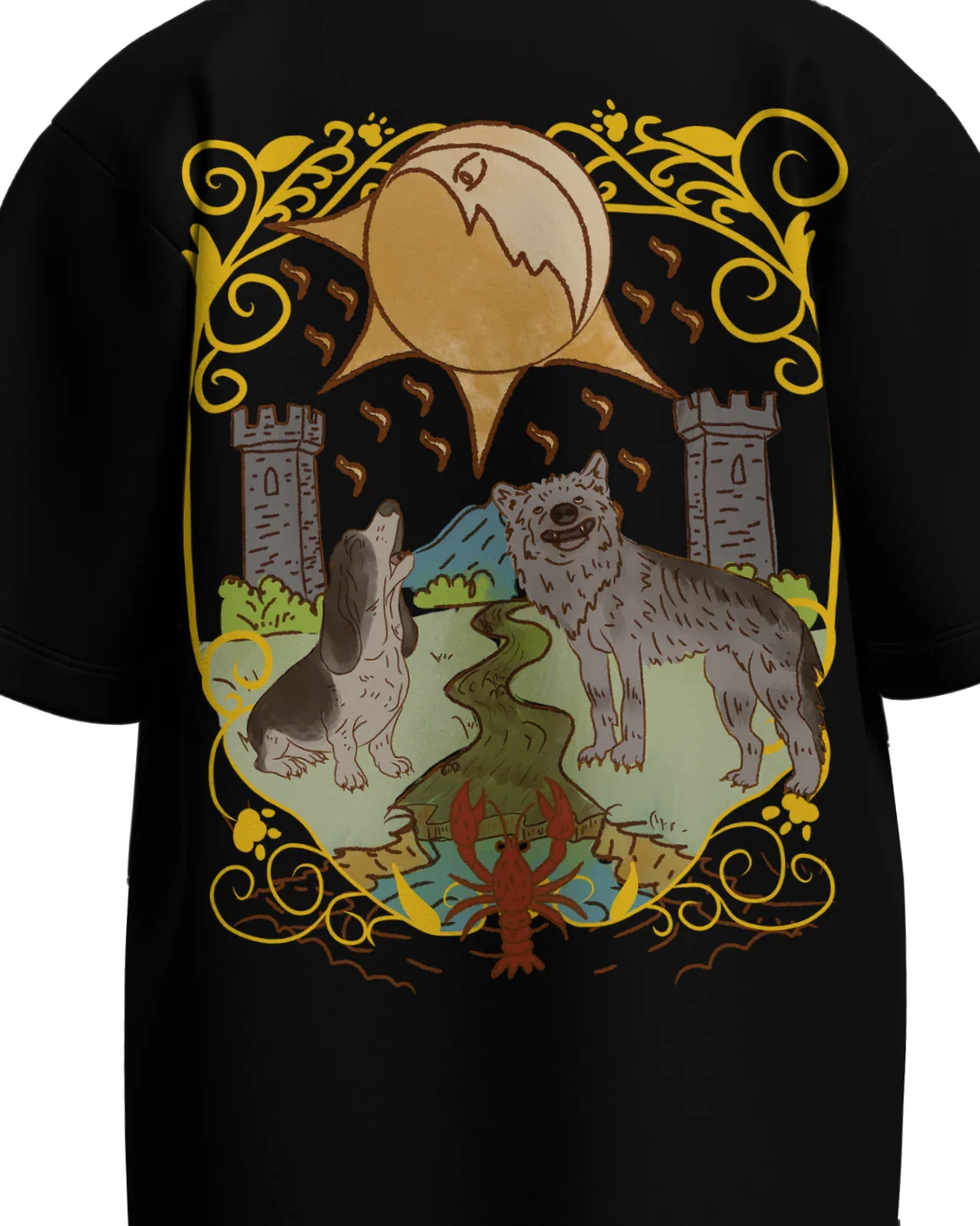 The Moon of Dogs Oversized French Terry Cotton Premium Streetwear T-shirt Loom of Thirds India's No. 1 Art-led streetwear brand based in Kolkata by Sidhartha Mohanta & Chirayata Purna Chakrabarty