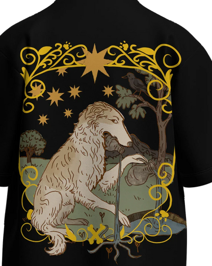 The Star of Dogs Oversized French Terry Cotton Premium Streetwear T-shirt Loom of Thirds India's No. 1 Art-led streetwear brand based in Kolkata by Sidhartha Mohanta & Chirayata Purna Chakrabarty