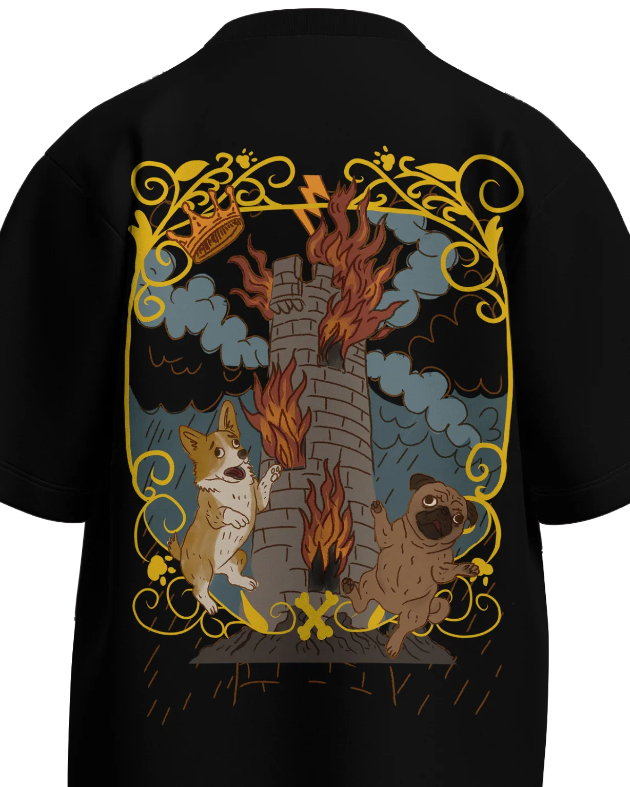 The Tower of Dogs Oversized French Terry Cotton Premium Streetwear T-shirt Loom of Thirds India's No. 1 Art-led streetwear brand based in Kolkata by Sidhartha Mohanta & Chirayata Purna Chakrabarty