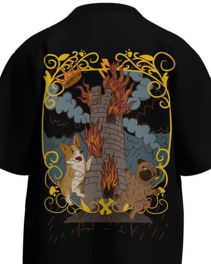 The Tower of Dogs Oversized French Terry Cotton Premium Streetwear T-shirt Loom of Thirds India's No. 1 Art-led streetwear brand based in Kolkata by Sidhartha Mohanta & Chirayata Purna Chakrabarty