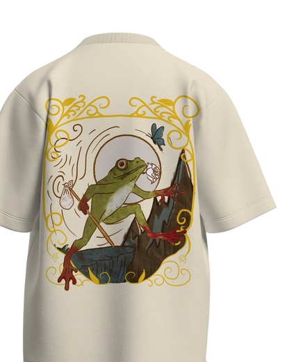 The Fool of Frogs Oversized French Terry Cotton Premium Streetwear T-shirt Loom of Thirds India's No. 1 Art-led streetwear brand based in Kolkata by Sidhartha Mohanta & Chirayata Purna Chakrabarty