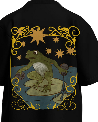 The Star of Frogs Oversized French Terry Cotton Premium Streetwear T-shirt Loom of Thirds India's No. 1 Art-led streetwear brand based in Kolkata by Sidhartha Mohanta & Chirayata Purna Chakrabarty