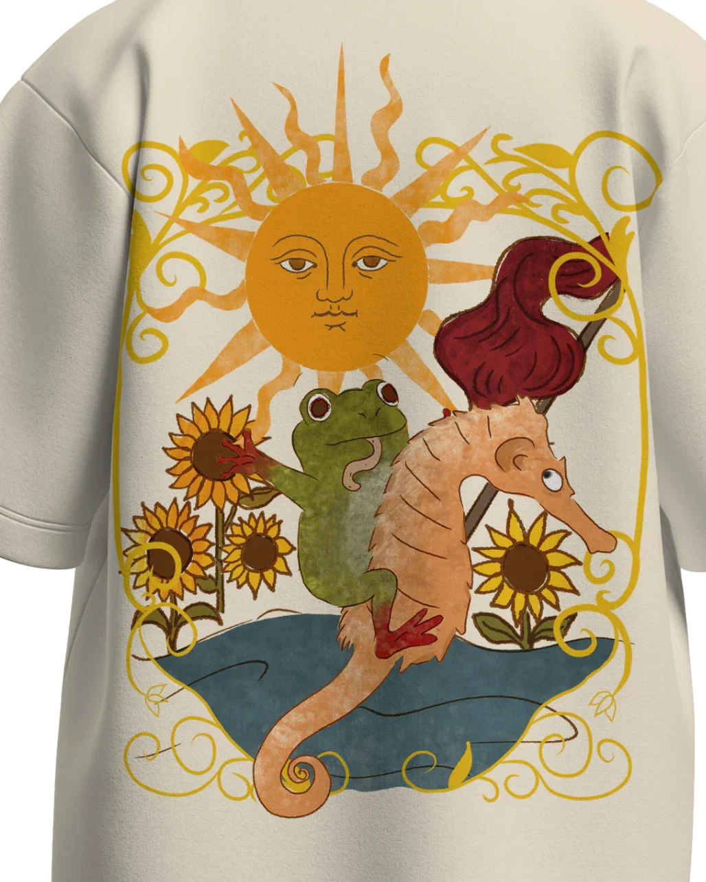The Sun of Frogs Oversized French Terry Cotton Premium Streetwear T-shirt Loom of Thirds India's No. 1 Art-led streetwear brand based in Kolkata by Sidhartha Mohanta & Chirayata Purna Chakrabarty