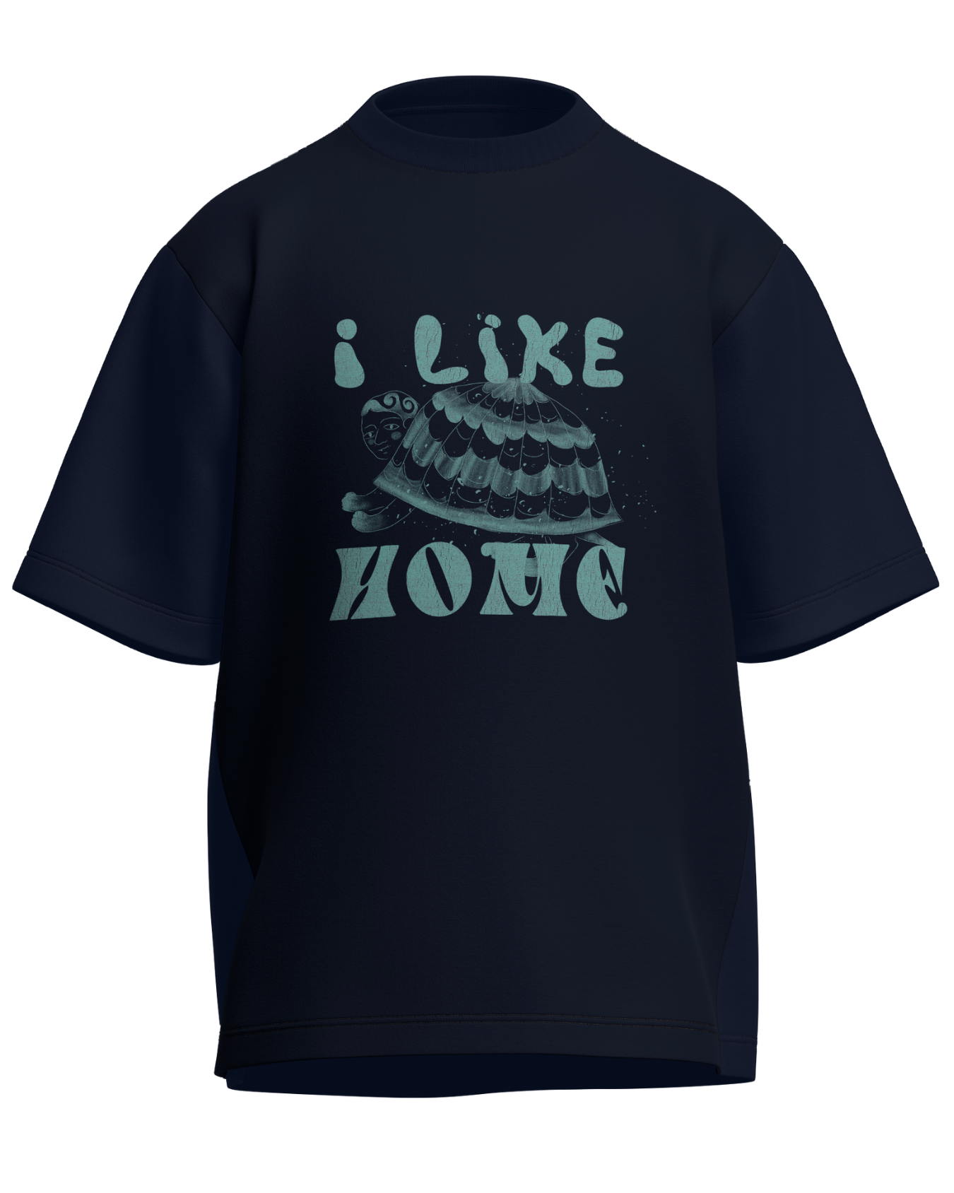 I Like Home - Oversized Fit Navy Blue 100% cotton 240GSM standard oversized T-shirt Loom of Thirds India's No. 1 Art-led streetwear brand based in Kolkata by Sidhartha Mohanta & Chirayata Purna Chakrabarty