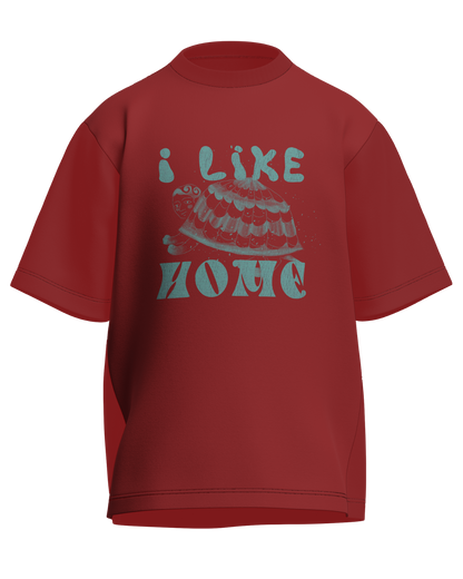 I Like Home - Oversized Fit Coral 100% cotton 240GSM standard oversized T-shirt Loom of Thirds India's No. 1 Art-led streetwear brand based in Kolkata by Sidhartha Mohanta & Chirayata Purna Chakrabarty
