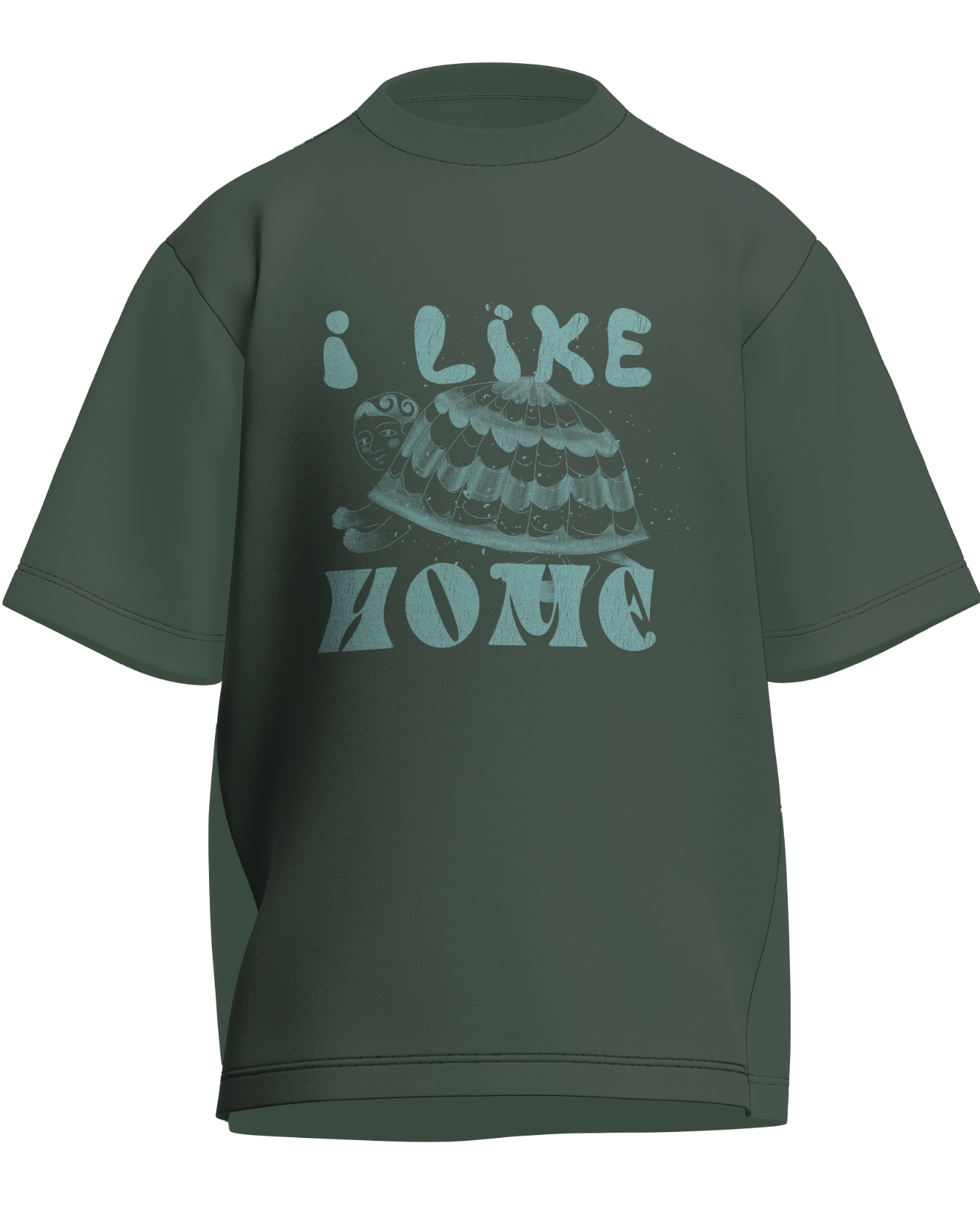 I Like Home - Oversized Fit Olive Green 100% cotton 240GSM standard oversized T-shirt Loom of Thirds India's No. 1 Art-led streetwear brand based in Kolkata by Sidhartha Mohanta & Chirayata Purna Chakrabarty