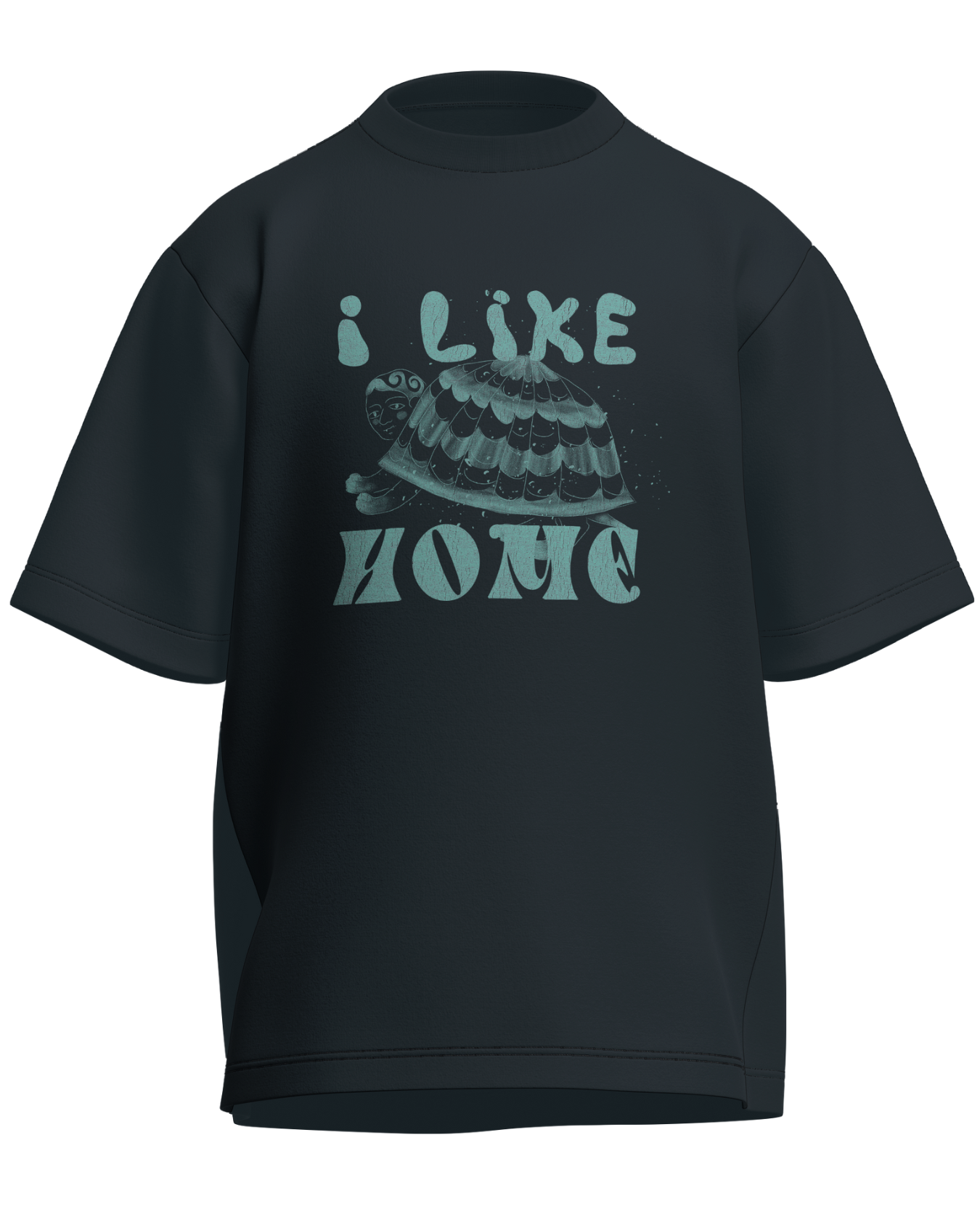 I Like Home - Oversized Fit Petrol Blue 100% cotton 240GSM standard oversized T-shirt Loom of Thirds India's No. 1 Art-led streetwear brand based in Kolkata by Sidhartha Mohanta & Chirayata Purna Chakrabarty