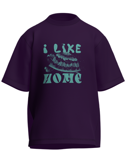 I Like Home - Oversized Fit Purple 100% cotton 240GSM standard oversized T-shirt Loom of Thirds India's No. 1 Art-led streetwear brand based in Kolkata by Sidhartha Mohanta & Chirayata Purna Chakrabarty