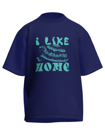 I Like Home - Oversized Fit Royal Blue 100% cotton 240GSM standard oversized T-shirt Loom of Thirds India's No. 1 Art-led streetwear brand based in Kolkata by Sidhartha Mohanta & Chirayata Purna Chakrabarty
