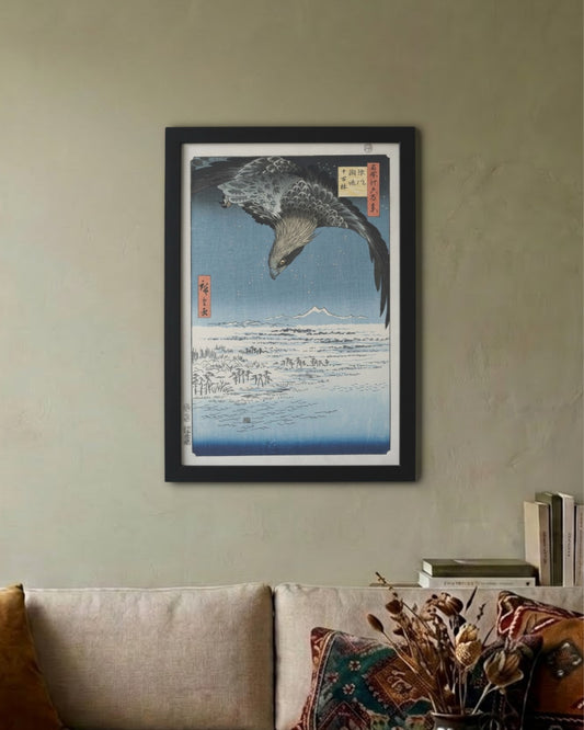 The Jumantsubo Plain at Susaki – Hiroshige Framed Poster Black A3 Frame Poster Framed Posters Loom of Thirds India's No. 1 Art-led, graphic streetwear brand based in Kolkata by Sidhartha Mohanta & Chirayata Purna Chakrabarty