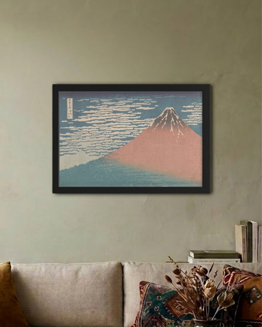Red Fuji (Fine Wind, Clear Morning) – Hokusai Framed Poster Black A3 Frame Poster Framed Posters Loom of Thirds India's No. 1 Art-led, graphic streetwear brand based in Kolkata by Sidhartha Mohanta & Chirayata Purna Chakrabarty