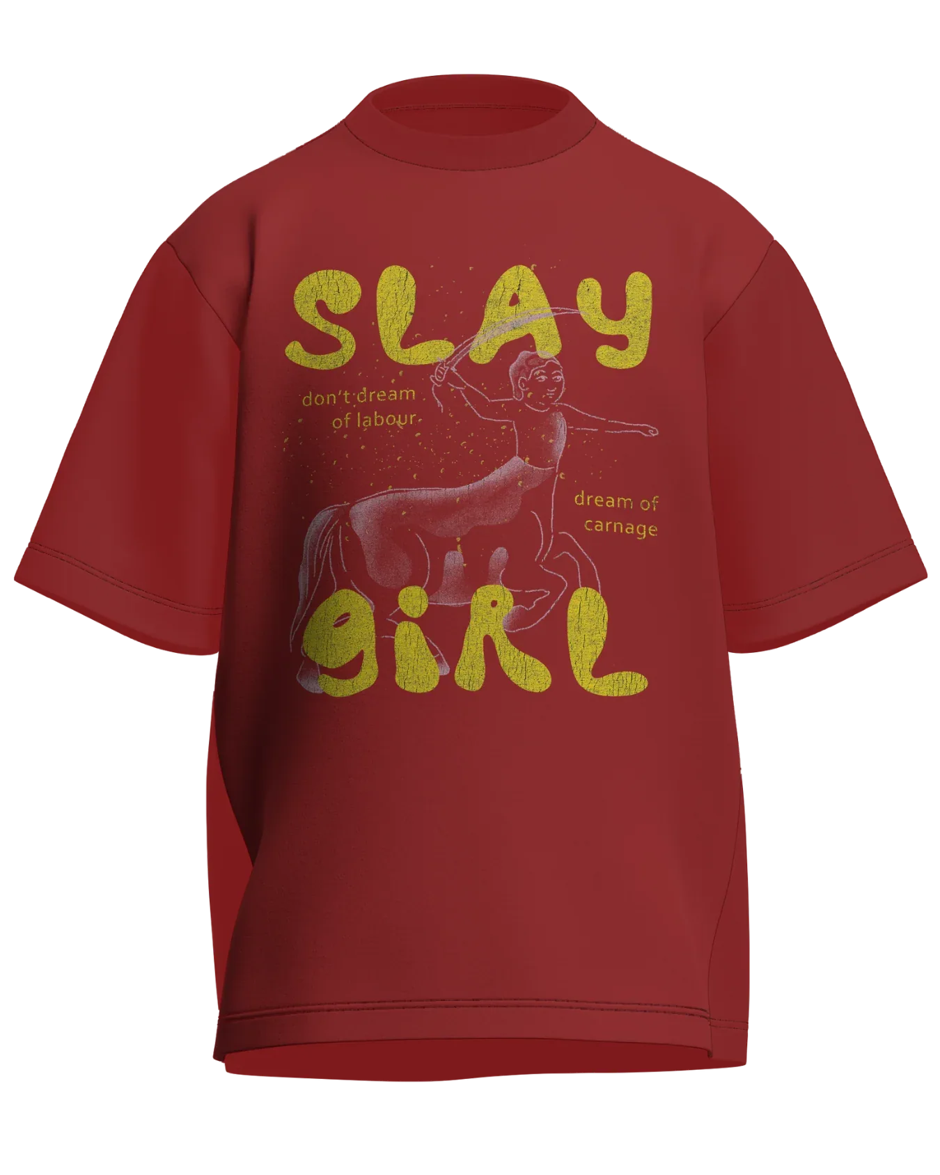 Slay Girl - Oversized Fit Coral 100% cotton 240GSM standard oversized T-shirt Loom of Thirds India's No. 1 Art-led streetwear brand based in Kolkata by Sidhartha Mohanta & Chirayata Purna Chakrabarty